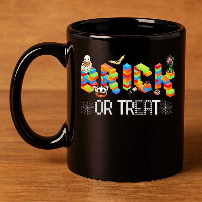 Block Building Halloween Brick Or Treat Master Builder 11oz C Handle Ceramic Mug