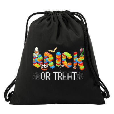 Block Building Halloween Brick Or Treat Master Builder Drawstring Bag