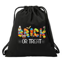 Block Building Halloween Brick Or Treat Master Builder Drawstring Bag