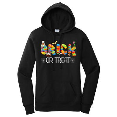 Block Building Halloween Brick Or Treat Master Builder Women's Pullover Hoodie