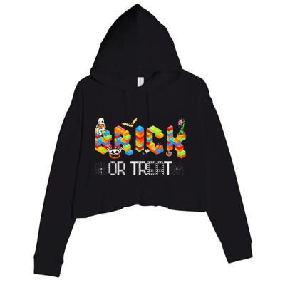 Block Building Halloween Brick Or Treat Master Builder Crop Fleece Hoodie