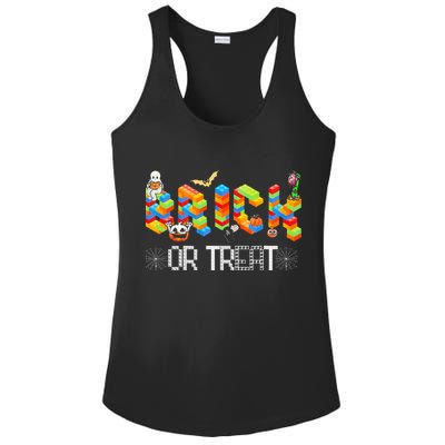Block Building Halloween Brick Or Treat Master Builder Ladies PosiCharge Competitor Racerback Tank