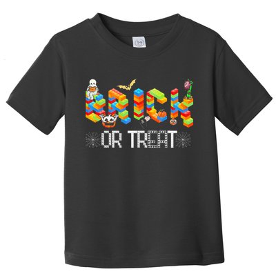 Block Building Halloween Brick Or Treat Master Builder Toddler T-Shirt