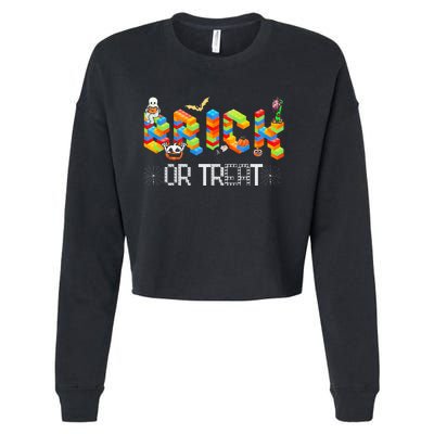 Block Building Halloween Brick Or Treat Master Builder Cropped Pullover Crew