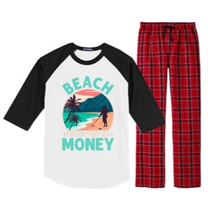 Beach Better Have My Money Metal Detector Retro Raglan Sleeve Pajama Set