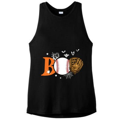 Boo Baseball Halloween Player Catcher Pitcher Spooky Season Ladies PosiCharge Tri-Blend Wicking Tank