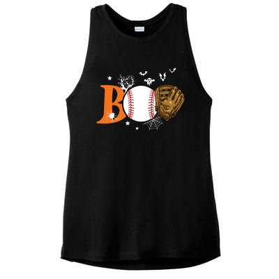 Boo Baseball Halloween Player Catcher Pitcher Spooky Season Ladies PosiCharge Tri-Blend Wicking Tank