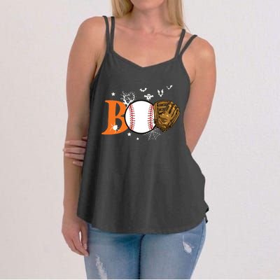 Boo Baseball Halloween Player Catcher Pitcher Spooky Season Women's Strappy Tank