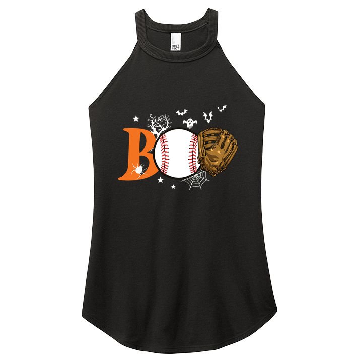 Boo Baseball Halloween Player Catcher Pitcher Spooky Season Women's Perfect Tri Rocker Tank