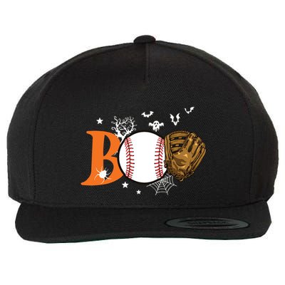 Boo Baseball Halloween Player Catcher Pitcher Spooky Season Wool Snapback Cap