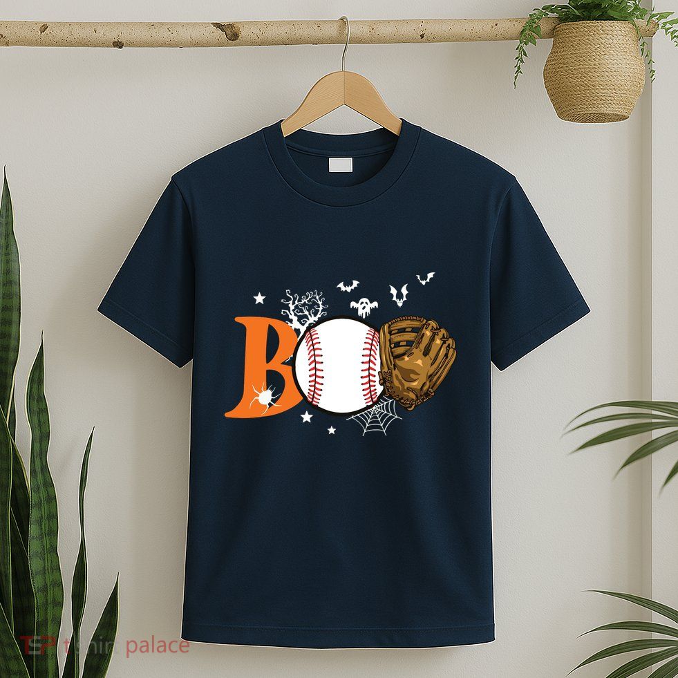 Boo Baseball Halloween Player Catcher Pitcher Spooky Season T-Shirt