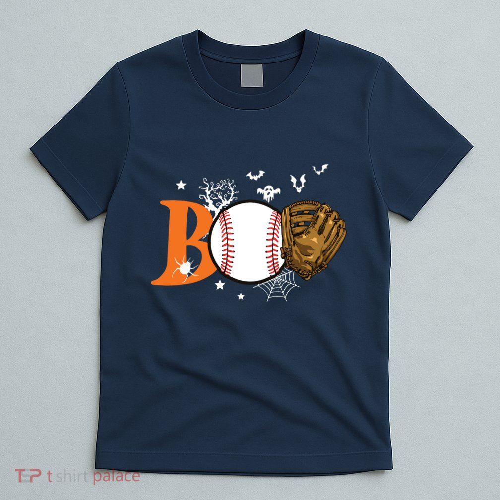 Boo Baseball Halloween Player Catcher Pitcher Spooky Season T-Shirt