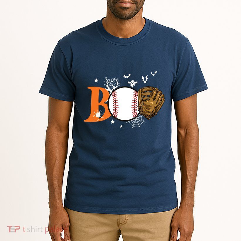 Boo Baseball Halloween Player Catcher Pitcher Spooky Season Tall T-Shirt