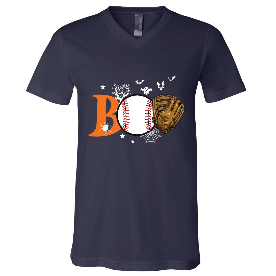 Boo Baseball Halloween Player Catcher Pitcher Spooky Season V-Neck T-Shirt
