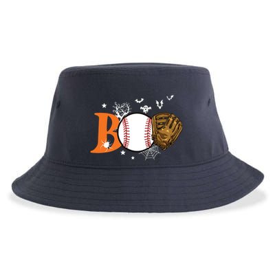 Boo Baseball Halloween Player Catcher Pitcher Spooky Season Sustainable Bucket Hat