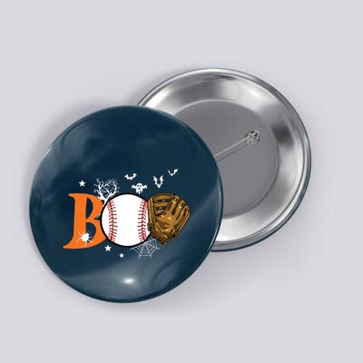 Boo Baseball Halloween Player Catcher Pitcher Spooky Season Button