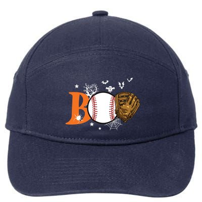 Boo Baseball Halloween Player Catcher Pitcher Spooky Season 7-Panel Snapback Hat