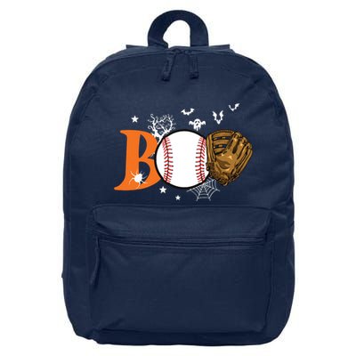 Boo Baseball Halloween Player Catcher Pitcher Spooky Season 16 in Basic Backpack