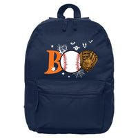 Boo Baseball Halloween Player Catcher Pitcher Spooky Season 16 in Basic Backpack