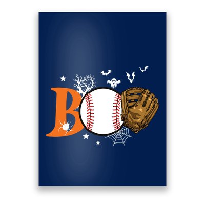 Boo Baseball Halloween Player Catcher Pitcher Spooky Season Poster