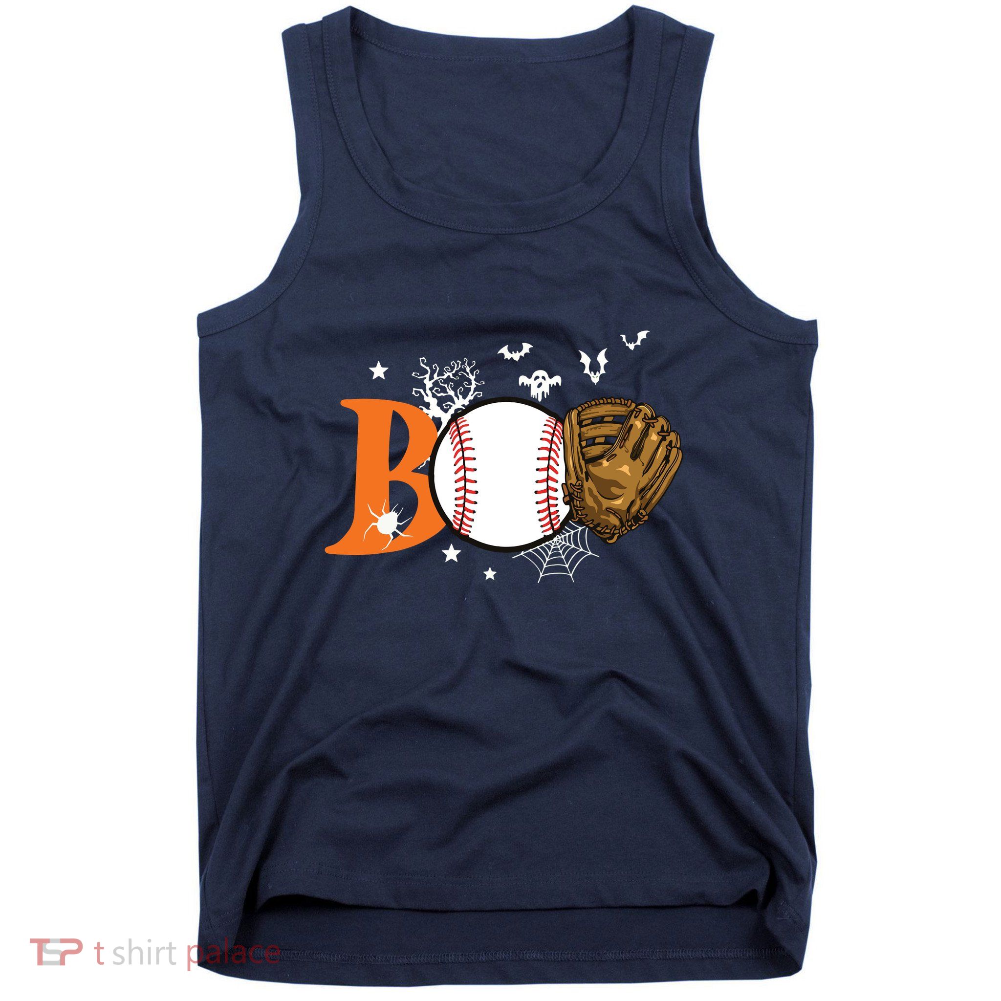 Boo Baseball Halloween Player Catcher Pitcher Spooky Season Tank Top