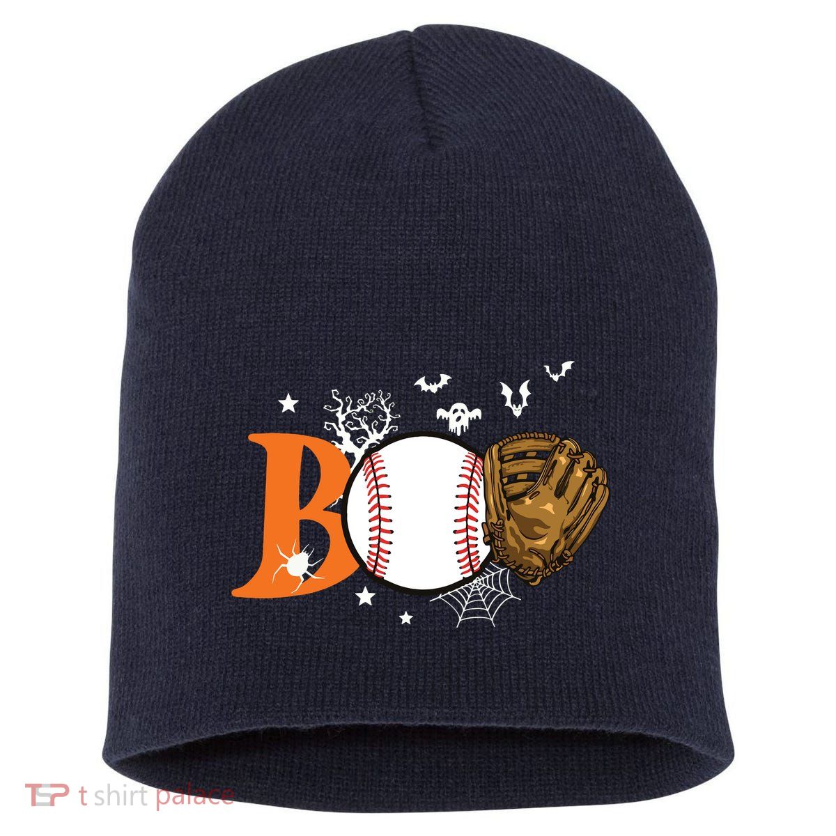Boo Baseball Halloween Player Catcher Pitcher Spooky Season Short Acrylic Beanie