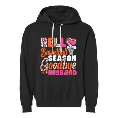 Basketball Bball Husband Wife Hello Basketball Season Garment-Dyed Fleece Hoodie