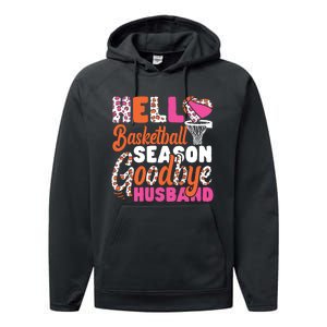 Basketball Bball Husband Wife Hello Basketball Season Performance Fleece Hoodie