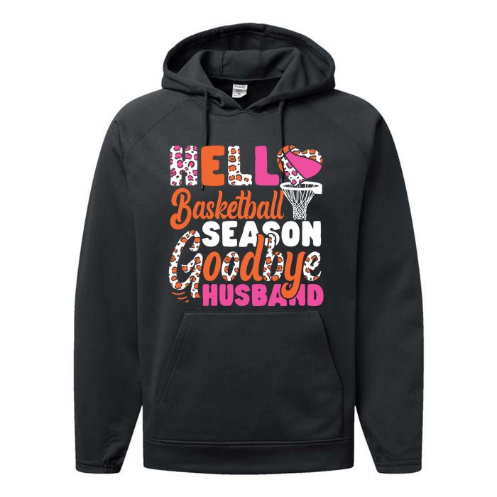 Basketball Bball Husband Wife Hello Basketball Season Performance Fleece Hoodie