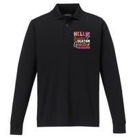 Basketball Bball Husband Wife Hello Basketball Season Performance Long Sleeve Polo