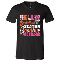 Basketball Bball Husband Wife Hello Basketball Season V-Neck T-Shirt