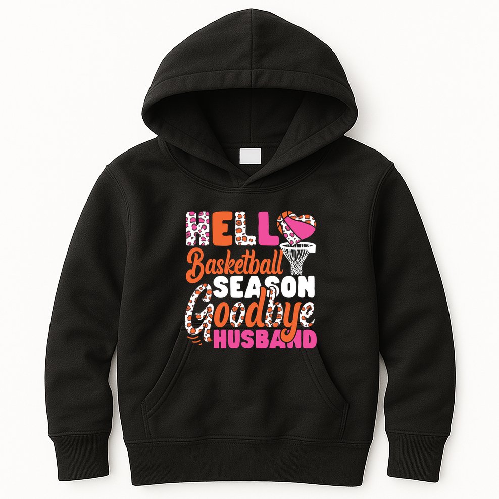 Basketball Bball Husband Wife Hello Basketball Season Kids Hoodie
