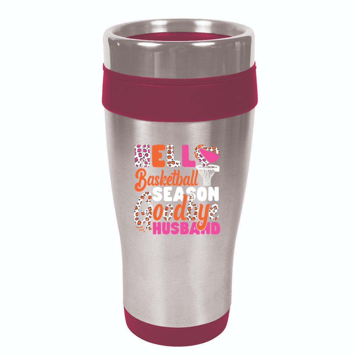 Basketball Bball Husband Wife Hello Basketball Season 16oz Travel Tumbler