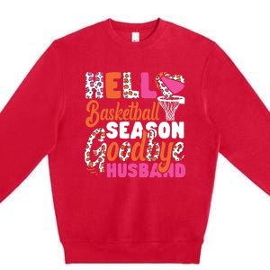 Basketball Bball Husband Wife Hello Basketball Season Premium Crewneck Sweatshirt