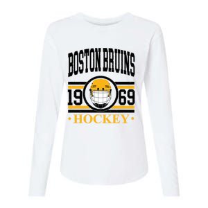 Boston Bruin Hockey Team Supporter Womens Cotton Relaxed Long Sleeve T-Shirt