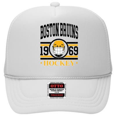 Boston Bruin Hockey Team Supporter High Crown Mesh Back Trucker Hat