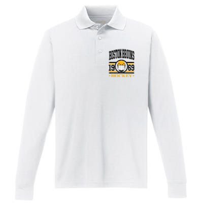 Boston Bruin Hockey Team Supporter Performance Long Sleeve Polo