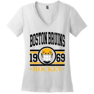 Boston Bruin Hockey Team Supporter Women's V-Neck T-Shirt