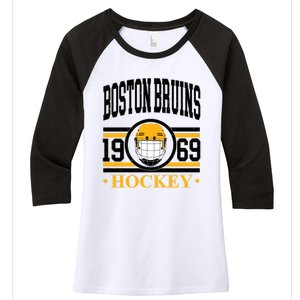 Boston Bruin Hockey Team Supporter Women's Tri-Blend 3/4-Sleeve Raglan Shirt