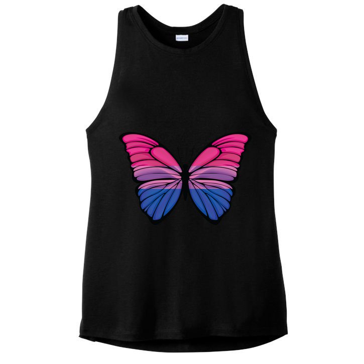 Bisexual Butterfly Hypolimnas Bi Pride Flag Ladies PosiCharge Tri-Blend Wicking Tank