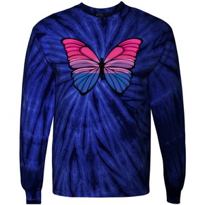 Bisexual Butterfly Hypolimnas Bi Pride Flag Tie-Dye Long Sleeve Shirt