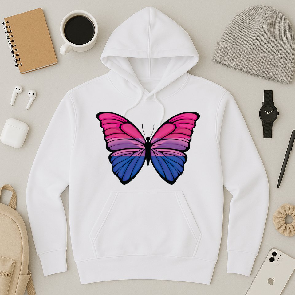 Bisexual Butterfly Hypolimnas Bi Pride Flag Hoodie