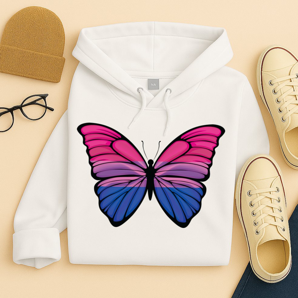 Bisexual Butterfly Hypolimnas Bi Pride Flag Hoodie
