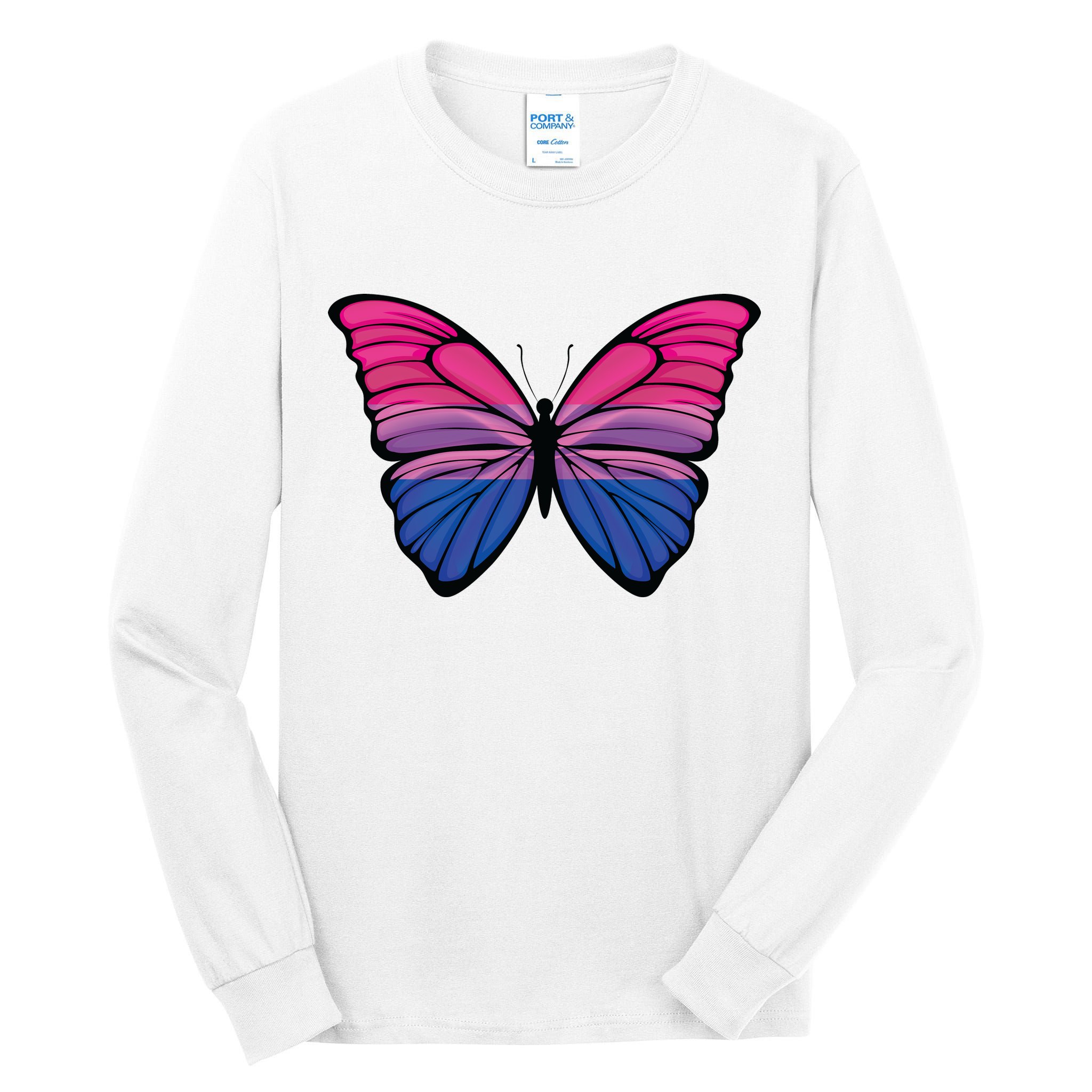 Bisexual Butterfly Hypolimnas Bi Pride Flag Tall Long Sleeve T-Shirt