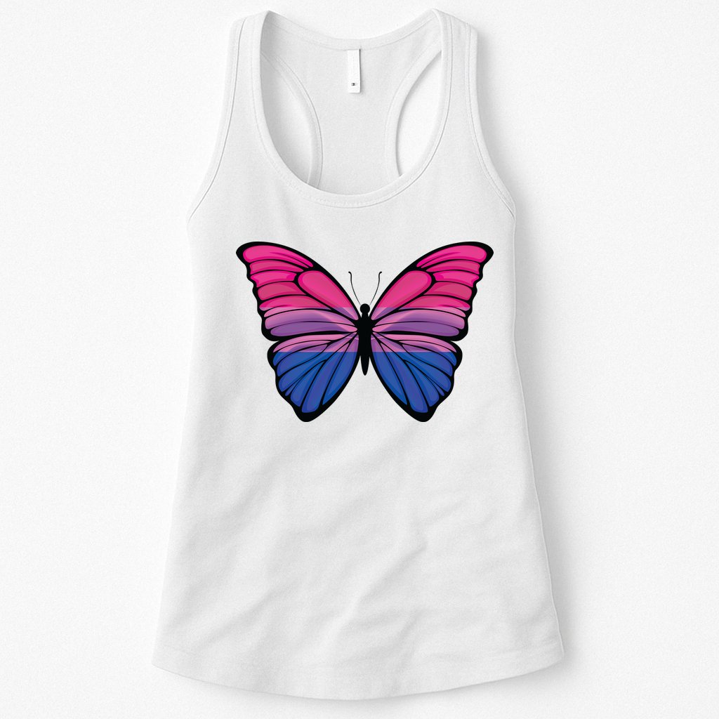 Bisexual Butterfly Hypolimnas Bi Pride Flag Womens Tank Top