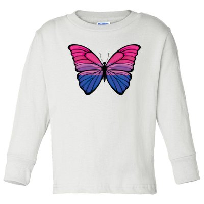 Bisexual Butterfly Hypolimnas Bi Pride Flag Toddler Long Sleeve Shirt