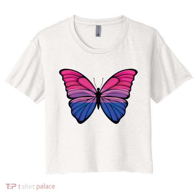 Bisexual Butterfly Hypolimnas Bi Pride Flag Women's Crop Top Tee