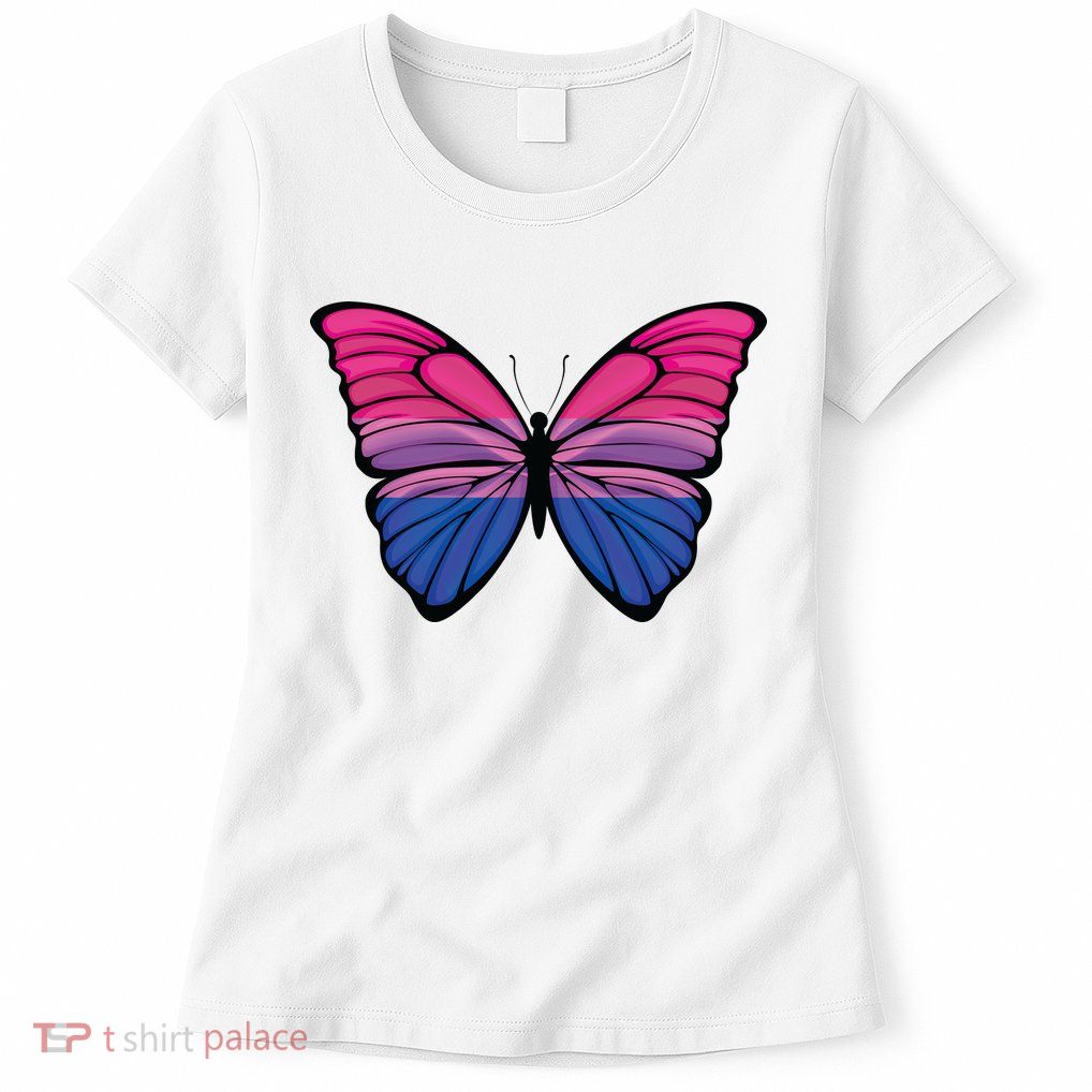 Bisexual Butterfly Hypolimnas Bi Pride Flag Womens T-Shirt