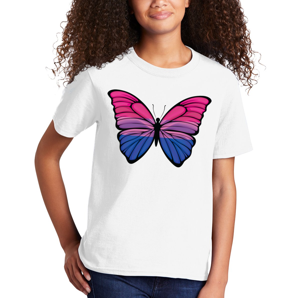 Bisexual Butterfly Hypolimnas Bi Pride Flag Kids T-Shirt