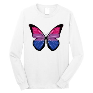 Bisexual Butterfly Hypolimnas Bi Pride Flag Long Sleeve Shirt